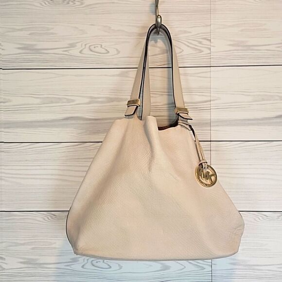 Michael Kors Colgate grab-n-go hobo bag reversible vanilla leather and suede - Picture 1 of 12
